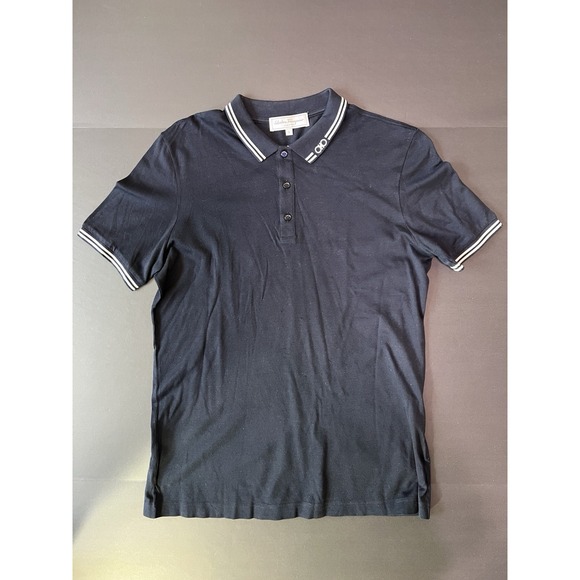 Salvatore Ferragamo Polo Shirt Men's Size‎ S - Blue - Embroidered Collar Logo